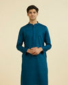 Teal Blue Cotton Kurta Pajama